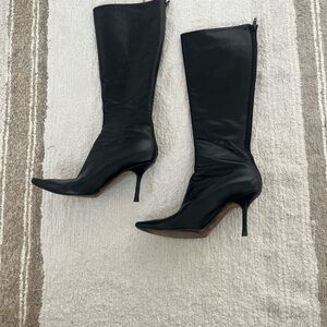 Jimmy Choo Elegant Black Leather Heeled Boots